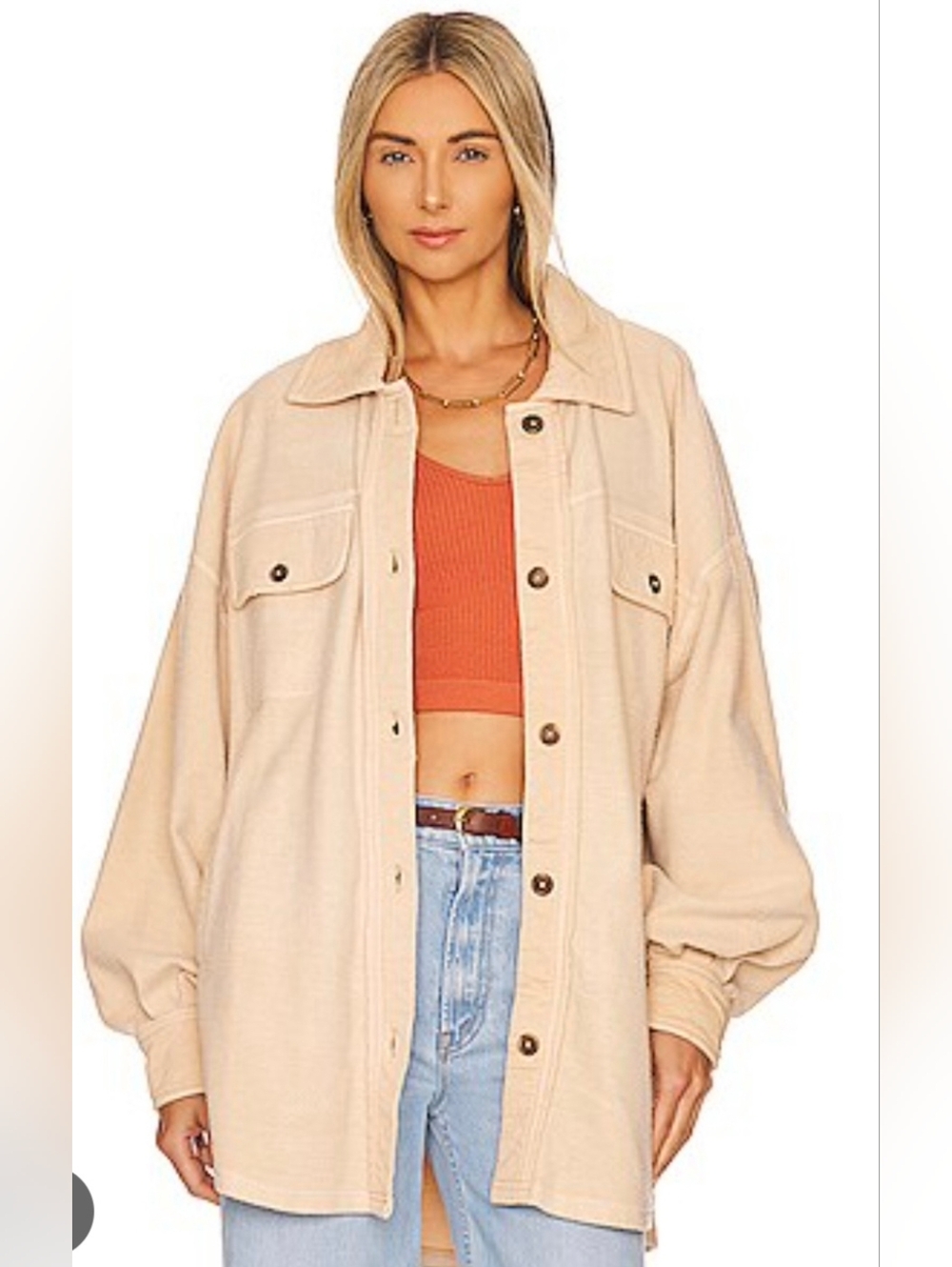 NWT Sz M-XL Free People Ruby Jacket In Sweetheart Sunrise Light Peach Oversized